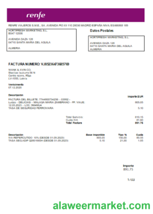 Renfe utility business bill, SCR